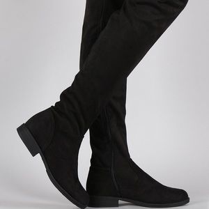 Wide calf over the knee suede boots